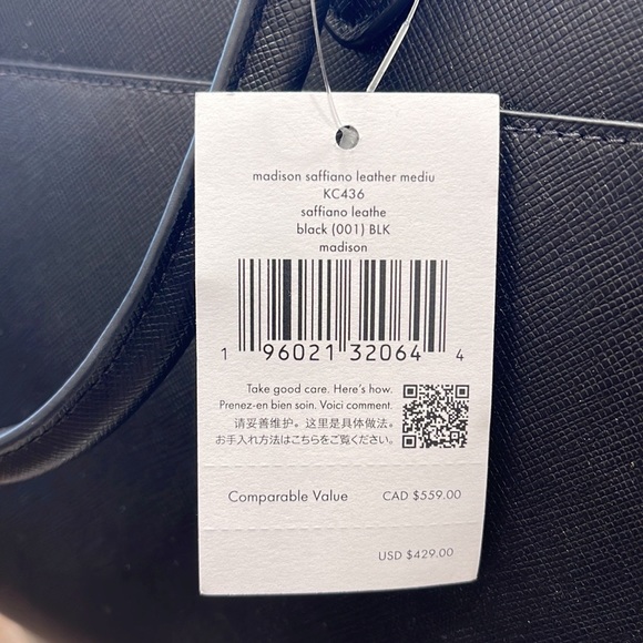 Kate Spade Madison Saffiano Leather Medium Satchel
COLOR:
Black 
NWT - Picture 14 of 16